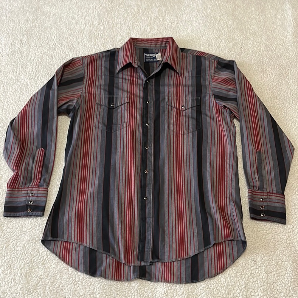 Vintage Wrangler Western Plaid Pearl Snap Button Down Shirt Cowboy Cut Mens Lrg